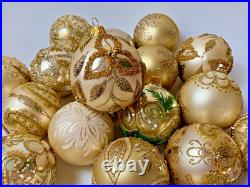Handmade Gold Glass Ornaments Collection of 10 Elegant Christmas Balls