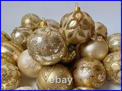 Handmade Gold Glass Ornaments Collection of 10 Elegant Christmas Balls