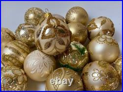 Handmade Gold Glass Ornaments Collection of 10 Elegant Christmas Balls
