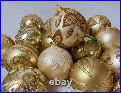 Handmade Gold Glass Ornaments Collection of 10 Elegant Christmas Balls