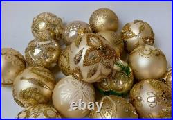 Handmade Gold Glass Ornaments Collection of 10 Elegant Christmas Balls