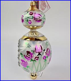 Heartfully Yours Chantilly Lace Pink Reflector Drop 6.5 Christmas Floral Radko