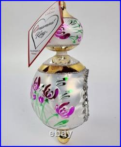 Heartfully Yours Chantilly Lace Pink Reflector Drop 6.5 Christmas Floral Radko