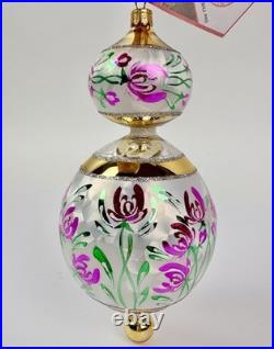 Heartfully Yours Chantilly Lace Pink Reflector Drop 6.5 Christmas Floral Radko