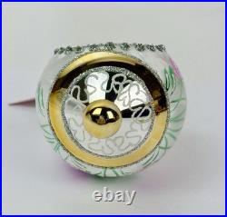 Heartfully Yours Chantilly Lace Pink Reflector Drop 6.5 Christmas Floral Radko