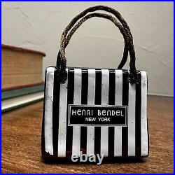 Henri Bendel Centennial Stripe Hat Box Glass Christmas Ornament 2.25