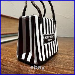 Henri Bendel Centennial Stripe Hat Box Glass Christmas Ornament 2.25