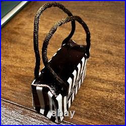 Henri Bendel Centennial Stripe Hat Box Glass Christmas Ornament 2.25