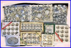 Huge Lot/195 VTG Silver White Clear Glass Mica Christmas Ornament Multi Sizes