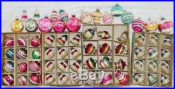 Huge Lot 65 Vintage Shiny Brite Christmas Ornaments Frosted Stencil Bell Indent