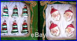 Huge Lot Delightful NEW Vtg Feather Tree Mini Glass Xmas Ornaments Indent Santas
