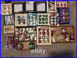Huge Lot! Mixed Vintage Christmas Ornaments Shiny Brite Blown Glass Holly Coby