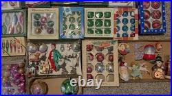 Huge Lot! Mixed Vintage Christmas Ornaments Shiny Brite Blown Glass Holly Coby