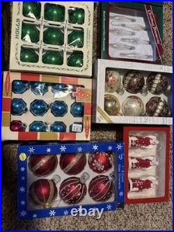 Huge Lot! Mixed Vintage Christmas Ornaments Shiny Brite Blown Glass Holly Coby