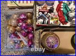Huge Lot! Mixed Vintage Christmas Ornaments Shiny Brite Blown Glass Holly Coby
