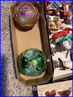 Huge Lot! Mixed Vintage Christmas Ornaments Shiny Brite Blown Glass Holly Coby
