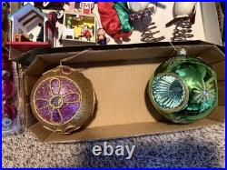 Huge Lot! Mixed Vintage Christmas Ornaments Shiny Brite Blown Glass Holly Coby
