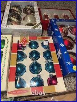 Huge Lot! Mixed Vintage Christmas Ornaments Shiny Brite Blown Glass Holly Coby