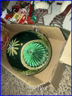Huge Lot! Mixed Vintage Christmas Ornaments Shiny Brite Blown Glass Holly Coby