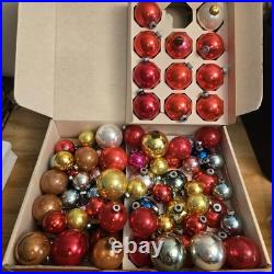 Huge Lot Of VTG Shiny Brite Mercury Glass Christmas Ornament Colored Balls
