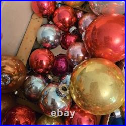 Huge Lot Of VTG Shiny Brite Mercury Glass Christmas Ornament Colored Balls