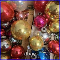 Huge Lot Of VTG Shiny Brite Mercury Glass Christmas Ornament Colored Balls