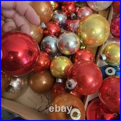 Huge Lot Of VTG Shiny Brite Mercury Glass Christmas Ornament Colored Balls