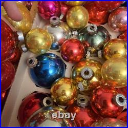 Huge Lot Of VTG Shiny Brite Mercury Glass Christmas Ornament Colored Balls