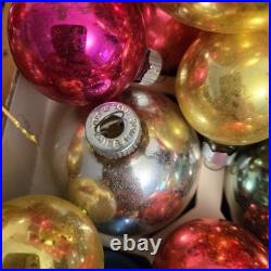 Huge Lot Of VTG Shiny Brite Mercury Glass Christmas Ornament Colored Balls