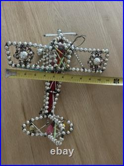 Huge Vintage (Antique) Gablonz Glass Beads Airplane Christmas Ornament