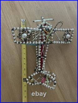 Huge Vintage (Antique) Gablonz Glass Beads Airplane Christmas Ornament
