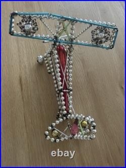 Huge Vintage (Antique) Gablonz Glass Beads Airplane Christmas Ornament