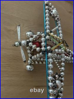 Huge Vintage (Antique) Gablonz Glass Beads Airplane Christmas Ornament