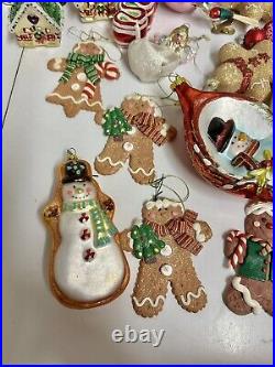 Huge Vintage Lot of Christmas Ornaments Gingerbread Cookies Santa Tins Snowmen