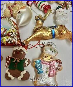 Huge Vintage Lot of Christmas Ornaments Gingerbread Cookies Santa Tins Snowmen