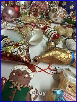 Huge Vintage Lot of Christmas Ornaments Gingerbread Cookies Santa Tins Snowmen