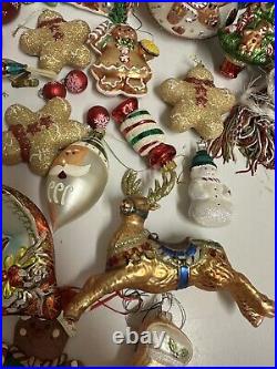 Huge Vintage Lot of Christmas Ornaments Gingerbread Cookies Santa Tins Snowmen