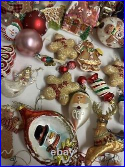 Huge Vintage Lot of Christmas Ornaments Gingerbread Cookies Santa Tins Snowmen