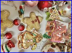 Huge Vintage Lot of Christmas Ornaments Gingerbread Cookies Santa Tins Snowmen