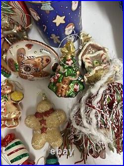 Huge Vintage Lot of Christmas Ornaments Gingerbread Cookies Santa Tins Snowmen