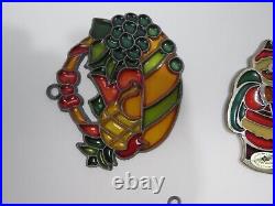 Huge Vintage Stained Glass Christmas Ornament Lot