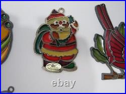 Huge Vintage Stained Glass Christmas Ornament Lot