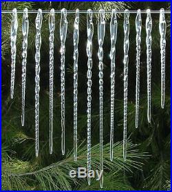Icicles of Hand Blown Glass 13 Christmas Tree Ornaments