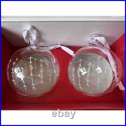 Iittala Christmas ornament Glass Bauble Ball Pair Set leaf