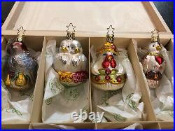 Inge Glas 12 Days Of Christmas Boxed Ornament Set German Glass Complete WithPaper