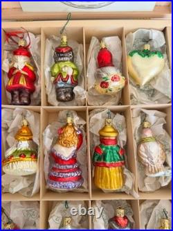 Inge-Glas 12 Days of Christmas Glass Ornament Set 12 Pc Wood Box IG1-131-05