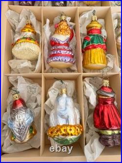 Inge-Glas 12 Days of Christmas Glass Ornament Set 12 Pc Wood Box IG1-131-05