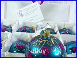 Inge-Glas Hand-blown German Glass Christmas Ornaments x 12 Brand New