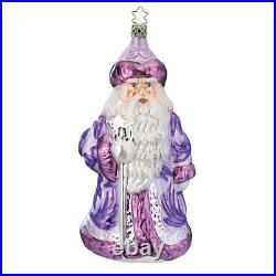 Inge-Glas Mundane Santa 10198S023 German Glass Christmas Ornament with Gift Box