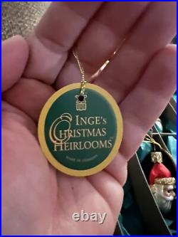 Inges Heirloom Glass 12 Mini Santas Heads Ornaments Beautiful With Tags